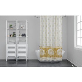 Resim Banyo Perdesi 2x100x200 Çift Kanat Duş Perdesi Halka Hediyeli 4910 Beyaz Beyaz 