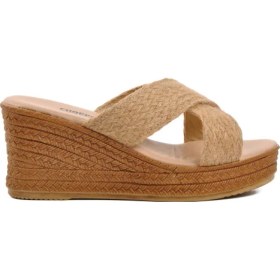 Resim Chopper Chopper 22656 Bej Kadın Dolgu Topuk Terlik 