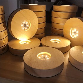 Resim 6 LED Ahşap Taban Işıkları - USB Güçlü, Sıcak ve Beyaz Işık Seçenekleri ile Kendin Yap Masaüstü Dekoru için Mükemmel, Noel için 