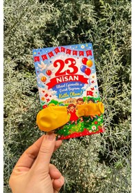 Resim 20 Adet 23 Nisan Şeker Ve Balon Konulabilen Tebrik Kartı 20'li Set Sınıf Dağıtımlık Hediyelik Kart 