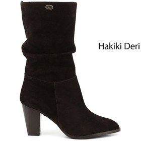 Resim Gönderi(R) Gönderir Kadın Kahve Süet Sivri Burun Körüklü Kalın Topuklu Hakiki Deri Çizme Gkzc13444579 Kahverengi 