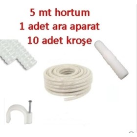 Resim H&G ETİCARET Topalak Boya Hırdavat Klima Su Tahliye Hortumu 5 Metre Ek Parça 10 Adet Kroşe Ek Parça 