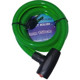 Resim Motosiklet Halat Kilit Anahtarlı Yeşil 22mm 150cm 