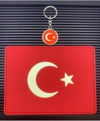 Resim GultekinShop Türk Bayrağı Torpido Pedi Kaydırmaz Ped Ve Damla Anahtarlık 