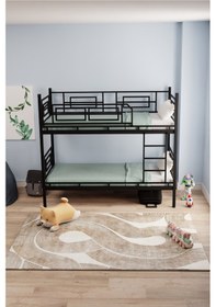 Resim Moblay Defne Genç Çocuk Yatak Odası Metal Ranza Ve Karyola 90x190 Siyah 90 x 190 