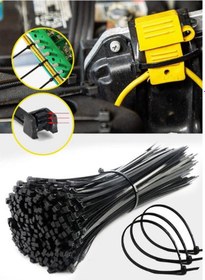 Resim 1000 Adet Siyah Plastik Cırt Kelepçe Kablo Bağı 4.8x200mm 