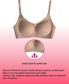 Resim Alya Underwear Kadın Dikişsiz Sütyen Çıkarılabilir Yuvarlak Kaplı Lazer Kesim Görünmez Sütyen Siyah Pudra 