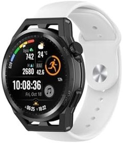 Resim bbtech Huawei Watch GT 42mm/46mm, GT2 46mm, GT 2e, GT3 Pro 46mm, 4, 4 Pro, GT4 46mm, Ultimate Klasik Kordon;Beyaz 