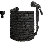 Resim 1 adet Genişletilebilir 3X Ergonomik Hortum, 3'ü 1 arada Esnek Kauçuk Bahçe Sulama Hortumu Nozul ile, Yüksek Basınçlı Araba Yıkama, Ev ve Dış Mekan Temizliği, Dayanıklı Araba Yıkama Ekipmanı Aksesuarı 