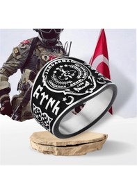 Resim 925 Ayar Gümüş Jandarma Logolu Askeri Erkek Yüzük Gümüş 