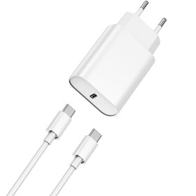Resim Wiwu Wi-U001 Quick 20W Tek Bağlantılı Şarj Başlığı Type-C to Type-C PD 20W Kablolu Şarj Seti - Beyaz 