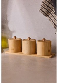 Resim Perotti Pisa 3 Lü Tezgah Üstü Bambu Standlı Baharat Seti 90085 Kahverengi 