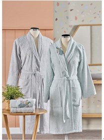 Resim Taç Soft Bambu Aile Bornoz Seti Anna Mint Gri Gri - Mint 