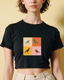 Resim Kuşlarca Crop Tişört 