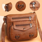 Resim Kadınlar için Şık Çok Katmanlı Crossbody Çanta - Ayarlanabilir Askı, Kalp Şeklinde Fermuar Çekmeceleri, Günlük Kullanım İçin Siyah Rahat Omuz Çantası, Küçük Crossbody Çanta 