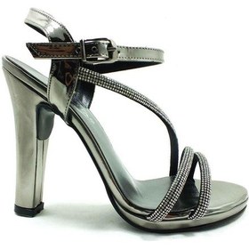 Resim Çarıkçım Taşlı Topuklu Kadın Ayakkabısı Platin-Ayna 114 232 001 