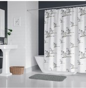 Resim Martı Desen Banyo Perdesi, 180x200cm Duş Perde 12 Adet C Halka... Çok Renkli 