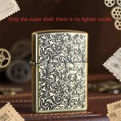 Resim Şık Çiçek Desenli Alev Alıcı Kabuk - Çinko Alaşım, Tek Taraflı Tasarım, Astar Yok, Erkekler İçin İdeal Yedek Aksesuar, Alev Alıcı Yedek Kabuk | Çiçek Desenli Alev Alıcı | Dayanıklı Alev Alıcı Kabuk 