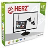 Resim Herz HM-3522 22'' HD Led VGA HDMI RCA Girişli Dahili Hoparlörlü Ve Kumandalı CCTV Monitör 