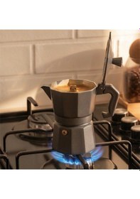 Resim Porsima Mnb05742-2 Ocaküstü Moka Pot 3 Fincanlık Alüminyum Kahve Espresso Cezvesi Antrasit 150ml 