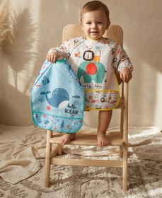 Resim Babydonat Balina Sıvı Geçirmez Uzun Kollu Bebek Mama Önlüğü 6-24 Ay - 2'li Set Blw Uyumlu Leke Tutmaz Aktivite 