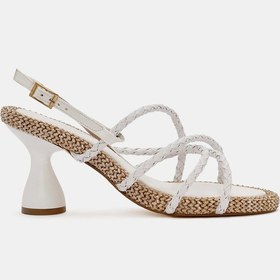 Resim Butterfly Kadın Beyaz Kordonlu Topuklu Sandalet Beyaz 