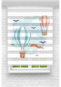 Resim Perdecizade Enxboy Uçan Balonlar Dijital Baskılı Zebra Perde-cocuk Odası-stor Perde Renkli 