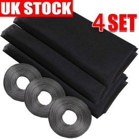 Resim 4 adet Pencere Sivrisinek Ağı, 130.0*150.01 cm DIY Pencere Ağı Perdeleri, Yeniden Kullanılabilir File (Siyah) Yaz Pencere Hava Filtrasyonu için | Günlük Kullanım için Anti-Sivrisinek Ağı 