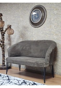 Resim Zafir İkili Teddy Siyah Boyalı Telli Ayak Çay Seti Koltuk İkili Berjer , Balkon, Salon, Ofis Kahverengi 