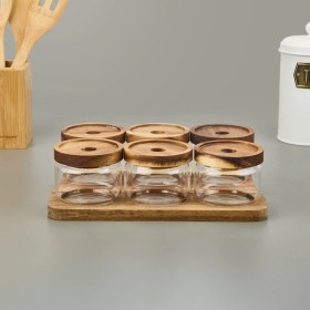 Resim Mien Akasya 6'lı Kahvaltılık Takımı - Kahverengi / Şeffaf - 29X19,5 cm 