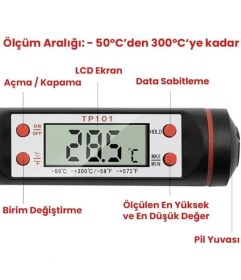 Resim AyrStore Lirazon Dijital Mutfak Termometresi Dijital Termometre Gıda Termometresi 