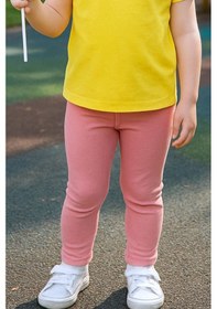 Resim Hçm Kız Bebek Tayt Düz Renk Likralı Kumaş Esnek Pudra 