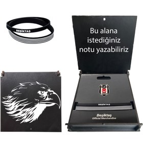 Resim Beşiktaş Lisanslı 2'li Bileklik Siyah Kartal Ahşap Kutulu 