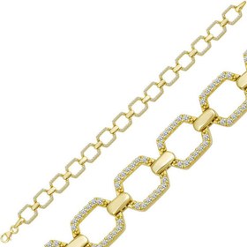 Resim Gümüş Gold Kare Taşlı Kadın Bileklik 