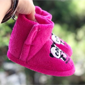 Resim Pandalina Çocuk Panduf Panda Figürlü Cırt Cırtlı Kaydırmaz Taban Kreş Ev Ayakkabısı 