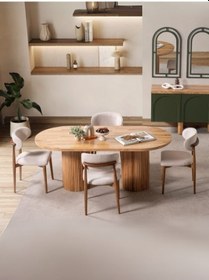 Resim Gaia İskandinav Oval Natural Ahşap Bohem Masa 80x180 Natural Ayak - Natural Üst 