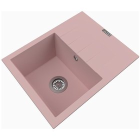 Resim Polex Cristalüx Granit Evye P-S60 Pembe Tezgah Altı Ve Tezgah Üstü Kare Mutfak Evyesi 60.5x49.5 CM 