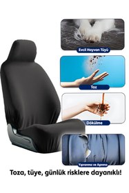 Resim Mirsepet Toyota Hilux araçlara özel penye kumaş oto koltuk kılıfı ile uyumlu koruma sağlar Siyah 