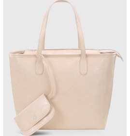 Resim Housebags Cüzdan Aksesuarlı Parlak Krem Büyük Kapasiteli Suya Dayanıklı Shopper Çanta 282 Parlak Krem 