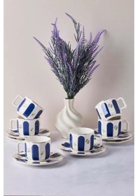 Resim Perotti Acem 6 Kişilik 12 Parça Porselen Kahve Takımı Mavi 16855 Mavi 