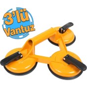 Resim Badem10 Üçlü Plastik Cam Vantuzu Vakumlu Fayans Ahşap Tutucu Taşıma Araba Kaporta Göcük Çektirme 3'lü 