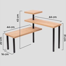 Resim Mudesa Metal Ahşap Mutfak Köşe Rafı Tezgah Üstü Düzenleyici Banyo Mutfak Rafı Baharatlık 
