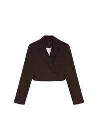 Resim Quzu Vatka Detaylı Crop Kahverengi Kadın Blazer Ceket 51287 Kahverengi 