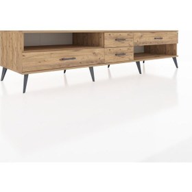Resim Kronos Tv Ünitesi Tek Raflı 4 Çekmeceli 220x59x51 Çam-çam Atlas Çam/atlas Çam - Atlas Çam 