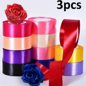 Resim 3 adet 4cm genişliğinde 22 metre uzunluğunda saten kurdele pasta düğün şeker kutusu ambalaj dekorasyon kurdelesi düğün DIY el yapımı gül saç tokası kurdelesi mor serisi kurdele 