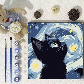 Resim 1 Set Renkli Yağlıboya DIY Dijital Yağlıboya Kedi için, Hediye Olarak Basıncı Azaltmak İçin Masaüstüne Asılabilir 
