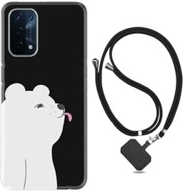 Resim kilifland Oppo A74 ile Uyumlu Kılıf Silikon Ipli Boyun Askılı Desenlim Panda Sevimli 1738 