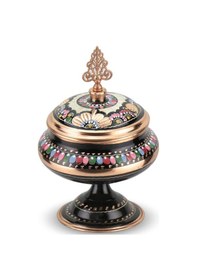 Resim İkili Gül Çiçek Bakır Çay ve Nescafe Takımı 