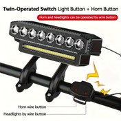Resim Yüksek Lümenli 8 LED Bisiklet Farı, Şarj Edilebilir USB ile Çalışan Bisiklet Korna ve Kolay Kurulumlu 6 Modlu Işıklı Zil 