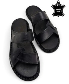 Resim MAGIC SHOES Tamamen Hakiki Deri Ve Topuk Yastıklı Sistemli Ortopedik Erkek Terlik 